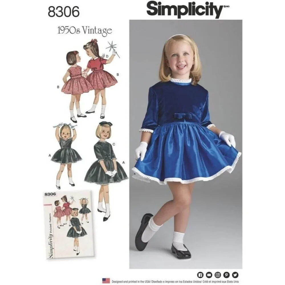 Simplicity Sewing Pattern 8306 Dress Lined‎ Jacket Girls Size 3-8 UNCUT